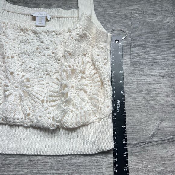 House of Harlow 1960 Womens Crochet Knit Crop Top cream boho revolve NWOT Large - Picture 3 of 7
